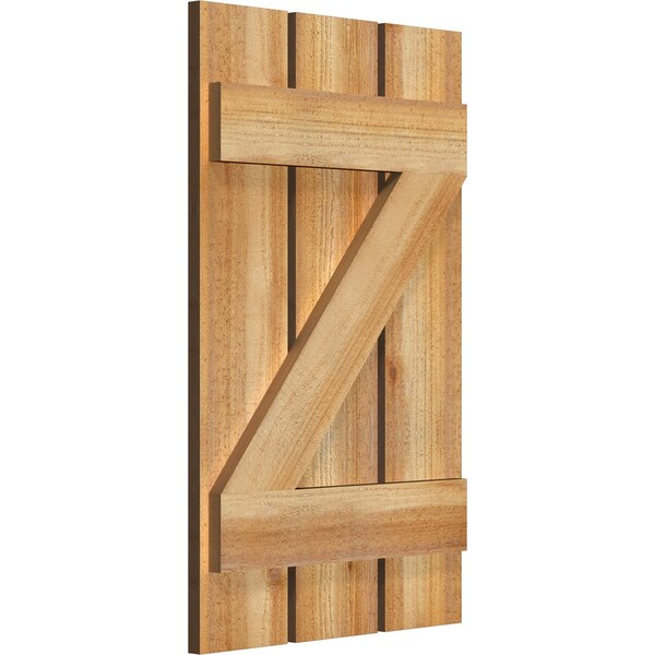 Spaced Board-n-Batten Shutters W/Z-Bar, Rough Sawn Western Red Cedar, 17 1/8W X 28H